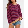 imagePRETTYGARDEN Womens Striped Oversized Sweatshirt Color Block Crew Neck Long Sleeve Casual Loose Pullover Top Y2K ClothesRed Navy