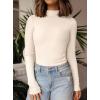 imagePRETTYGARDEN Womens Turtleneck Long Sleeve Shirts 2025 Fall Basic Tees Ribbed Fitted Tops Thermal Layering Knit Top ClothesBeige