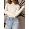 imagePRETTYGARDEN Womens Turtleneck Long Sleeve Shirts 2025 Fall Basic Tees Ribbed Fitted Tops Thermal Layering Knit Top ClothesBeige