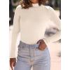 imagePRETTYGARDEN Womens Turtleneck Long Sleeve Shirts 2025 Fall Basic Tees Ribbed Fitted Tops Thermal Layering Knit Top ClothesBeige
