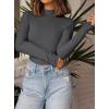 imagePRETTYGARDEN Womens Turtleneck Long Sleeve Shirts 2025 Fall Basic Tees Ribbed Fitted Tops Thermal Layering Knit Top ClothesDark Grey
