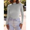 imagePRETTYGARDEN Womens Turtleneck Long Sleeve Shirts 2025 Fall Basic Tees Ribbed Fitted Tops Thermal Layering Knit Top ClothesGrey