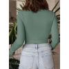 imagePRETTYGARDEN Womens Turtleneck Long Sleeve Shirts 2025 Fall Basic Tees Ribbed Fitted Tops Thermal Layering Knit Top ClothesGrey Green