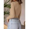 imagePRETTYGARDEN Womens Turtleneck Long Sleeve Shirts 2025 Fall Basic Tees Ribbed Fitted Tops Thermal Layering Knit Top ClothesKhaki