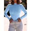 imagePRETTYGARDEN Womens Turtleneck Long Sleeve Shirts 2025 Fall Basic Tees Ribbed Fitted Tops Thermal Layering Knit Top ClothesLight Blue