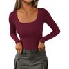 imagePRETTYGARDEN Womens Long Sleeve Tops Fall Clothes 2025 Scoop Neck Ribbed Knit Basic Tees Shirts Going Out Trendy OutfitsWine Red