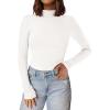 imagePRETTYGARDEN Womens Turtleneck Long Sleeve Shirts 2025 Fall Basic Tees Ribbed Fitted Tops Thermal Layering Knit Top ClothesWhite