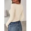 imagePRETTYGARDEN Long Sleeve Shirts for Women 2025 Fall Boat Neck Ribbed Knit Ruched Fitted Going Out Tops Casual Basic TeesBeige