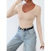 imagePRETTYGARDEN Long Sleeve Shirts for Women 2025 Fall Fashion V Neck Going Out Tops Slim Fit Basic Tees Y2K ClothesApricot