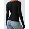 imagePRETTYGARDEN Long Sleeve Shirts for Women 2025 Fall Fashion V Neck Going Out Tops Slim Fit Basic Tees Y2K ClothesBlack