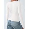 imagePRETTYGARDEN Long Sleeve Shirts for Women 2025 Fall Fashion V Neck Going Out Tops Slim Fit Basic Tees Y2K ClothesWhite