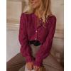 imagePRETTYGARDEN Womens Dressy Casual Lace Blouse Long Sleeve Button Up Shirts Tops Spring Fall Fashion ClothesWine Red
