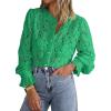 imagePRETTYGARDEN Womens Dressy Casual Lace Blouse Long Sleeve Button Up Shirts Tops Spring Fall Fashion ClothesGreen
