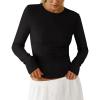imagePRETTYGARDEN Womens Long Sleeve Shirts 2025 Ribbed Knit Slim Fitted Basic Tee Casual Going Out Tops Underscrubs Fall ClothingBlack
