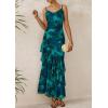 imagePRETTYGARDEN Maxi Dresses for Women 2025 Floral Beach Sundress Spaghetti Strap Tiered Summer Wedding Guest Long DressFloral Lake Blue
