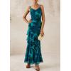 imagePRETTYGARDEN Maxi Dresses for Women 2025 Floral Beach Sundress Spaghetti Strap Tiered Summer Wedding Guest Long DressFloral Lake Blue