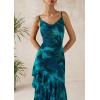 imagePRETTYGARDEN Maxi Dresses for Women 2025 Floral Beach Sundress Spaghetti Strap Tiered Summer Wedding Guest Long DressFloral Lake Blue