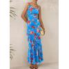 imagePRETTYGARDEN Maxi Dresses for Women 2025 Floral Beach Sundress Spaghetti Strap Tiered Summer Wedding Guest Long DressFloral Light Blue