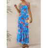 imagePRETTYGARDEN Maxi Dresses for Women 2025 Floral Beach Sundress Spaghetti Strap Tiered Summer Wedding Guest Long DressFloral Light Blue