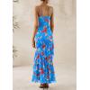 imagePRETTYGARDEN Maxi Dresses for Women 2025 Floral Beach Sundress Spaghetti Strap Tiered Summer Wedding Guest Long DressFloral Light Blue