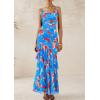 imagePRETTYGARDEN Maxi Dresses for Women 2025 Floral Beach Sundress Spaghetti Strap Tiered Summer Wedding Guest Long DressFloral Light Blue