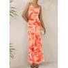imagePRETTYGARDEN Maxi Dresses for Women 2025 Floral Beach Sundress Spaghetti Strap Tiered Summer Wedding Guest Long DressFloral Light Orange