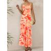 imagePRETTYGARDEN Maxi Dresses for Women 2025 Floral Beach Sundress Spaghetti Strap Tiered Summer Wedding Guest Long DressFloral Light Orange