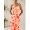 imagePRETTYGARDEN Maxi Dresses for Women 2025 Floral Beach Sundress Spaghetti Strap Tiered Summer Wedding Guest Long DressFloral Light Orange