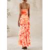 imagePRETTYGARDEN Maxi Dresses for Women 2025 Floral Beach Sundress Spaghetti Strap Tiered Summer Wedding Guest Long DressFloral Light Orange