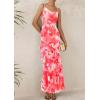 imagePRETTYGARDEN Maxi Dresses for Women 2025 Floral Beach Sundress Spaghetti Strap Tiered Summer Wedding Guest Long DressFloral Pink Red