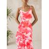 imagePRETTYGARDEN Maxi Dresses for Women 2025 Floral Beach Sundress Spaghetti Strap Tiered Summer Wedding Guest Long DressFloral Pink Red