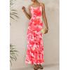imagePRETTYGARDEN Maxi Dresses for Women 2025 Floral Beach Sundress Spaghetti Strap Tiered Summer Wedding Guest Long DressFloral Pink Red
