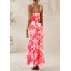 imagePRETTYGARDEN Maxi Dresses for Women 2025 Floral Beach Sundress Spaghetti Strap Tiered Summer Wedding Guest Long DressFloral Pink Red