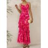 imagePRETTYGARDEN Maxi Dresses for Women 2025 Floral Beach Sundress Spaghetti Strap Tiered Summer Wedding Guest Long DressFloral Rose Red