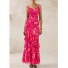 imagePRETTYGARDEN Maxi Dresses for Women 2025 Floral Beach Sundress Spaghetti Strap Tiered Summer Wedding Guest Long DressFloral Rose Red