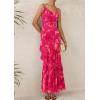 imagePRETTYGARDEN Maxi Dresses for Women 2025 Floral Beach Sundress Spaghetti Strap Tiered Summer Wedding Guest Long DressFloral Rose Red