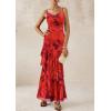 imagePRETTYGARDEN Maxi Dresses for Women 2025 Floral Beach Sundress Spaghetti Strap Tiered Summer Wedding Guest Long DressFloral Rust Red