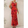 imagePRETTYGARDEN Maxi Dresses for Women 2025 Floral Beach Sundress Spaghetti Strap Tiered Summer Wedding Guest Long DressFloral Rust Red
