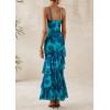 imagePRETTYGARDEN Maxi Dresses for Women 2025 Floral Beach Sundress Spaghetti Strap Tiered Summer Wedding Guest Long DressPrint Blue Green