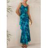 imagePRETTYGARDEN Maxi Dresses for Women 2025 Floral Beach Sundress Spaghetti Strap Tiered Summer Wedding Guest Long DressPrint Blue Green