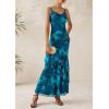 imagePRETTYGARDEN Maxi Dresses for Women 2025 Floral Beach Sundress Spaghetti Strap Tiered Summer Wedding Guest Long DressPrint Blue Green