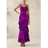 imagePRETTYGARDEN Maxi Dresses for Women 2025 Floral Beach Sundress Spaghetti Strap Tiered Summer Wedding Guest Long DressPrint Purple