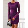 imagePRETTYGARDEN Women Long Sleeve Mini Fall Dress 2025 Tie Dye Print Bodycon Cocktail Party Club Outfits Homecoming DressesFloral Purple