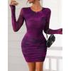 imagePRETTYGARDEN Women Long Sleeve Mini Fall Dress 2025 Tie Dye Print Bodycon Cocktail Party Club Outfits Homecoming DressesFloral Purple