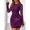 imagePRETTYGARDEN Women Long Sleeve Mini Fall Dress 2025 Tie Dye Print Bodycon Cocktail Party Club Outfits Homecoming DressesFloral Purple