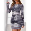 imagePRETTYGARDEN Women Long Sleeve Mini Fall Dress 2025 Tie Dye Print Bodycon Cocktail Party Club Outfits Homecoming DressesGray Floral