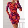 imagePRETTYGARDEN Women Long Sleeve Mini Fall Dress 2025 Tie Dye Print Bodycon Cocktail Party Club Outfits Homecoming DressesPurple Orange