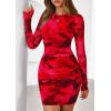 imagePRETTYGARDEN Women Long Sleeve Mini Fall Dress 2025 Tie Dye Print Bodycon Cocktail Party Club Outfits Homecoming DressesRed Floral