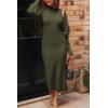 imagePRETTYGARDEN Womens Fall 2 Piece Outfits Knit Long Sleeve Cropped Cardigan Pullover Sweater Maxi Dress Sets Winter ClothingArmy Green