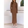 imagePRETTYGARDEN Womens Fall 2 Piece Outfits Knit Long Sleeve Cropped Cardigan Pullover Sweater Maxi Dress Sets Winter ClothingBrown